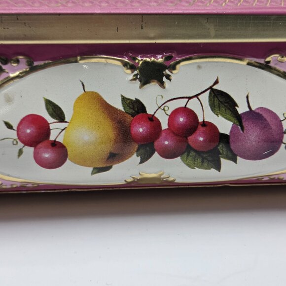 Vintage Metal Fricke & Nacke Tin Fruit Vanity Trinket Box Footed West Germany - Picture 3 of 15